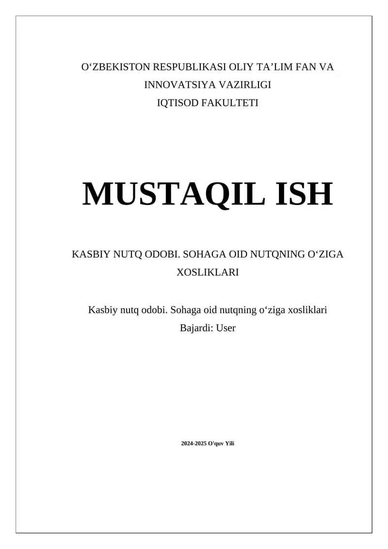Kasbiy Nutq Odobi