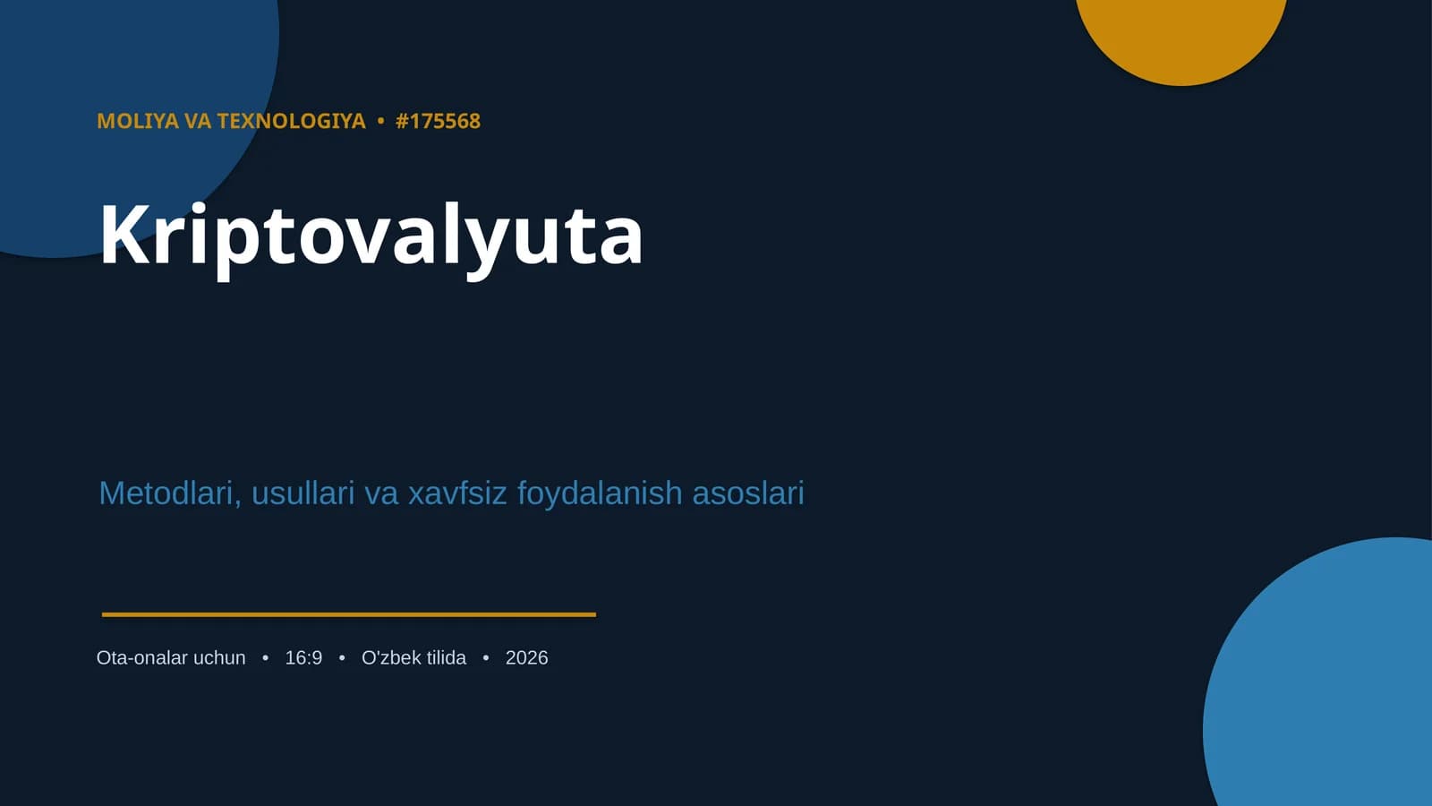 Kriptovalyuta Metodlari, Usullari va Xavfsiz Foydalanish Asoslari