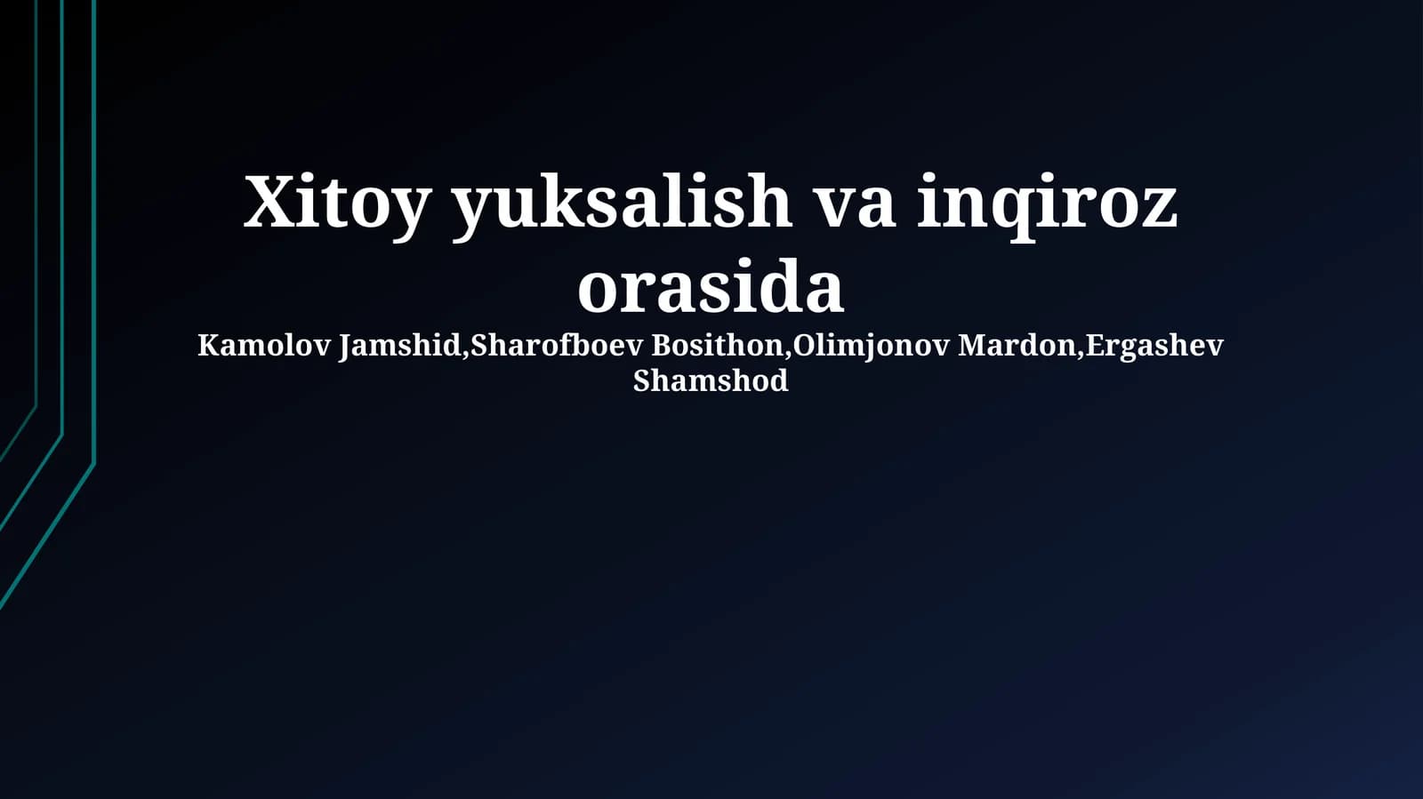 Xitoy yuksalish va inqiroz orasida