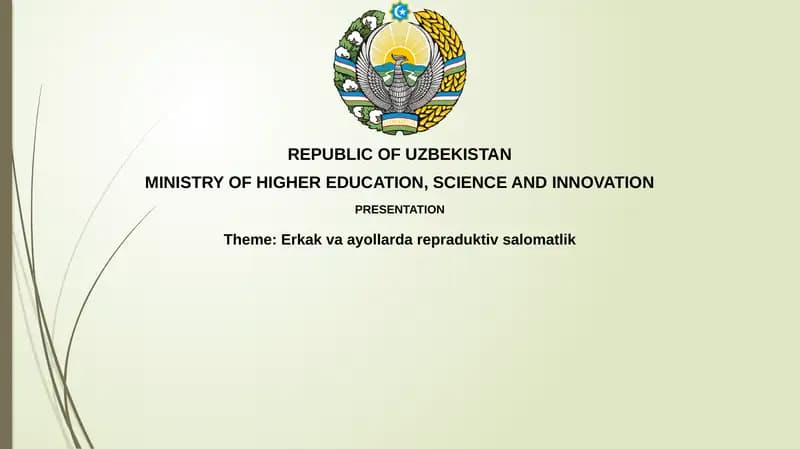 Erkak va ayollar davlatdagi reproduktiv salomatlik