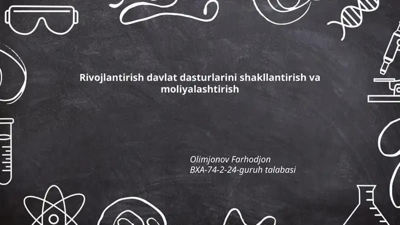Rivojlantirish davlat dasturlarini shakllantirish va moliyalashtirish