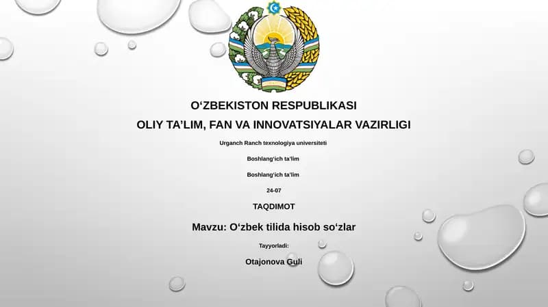 Oʻzbek tilida hisob soʻzlar