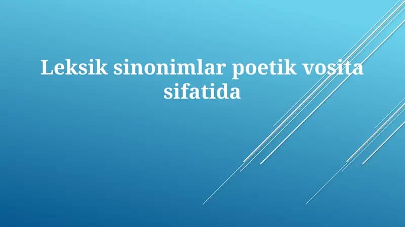 Lug'aviy sinonimlar