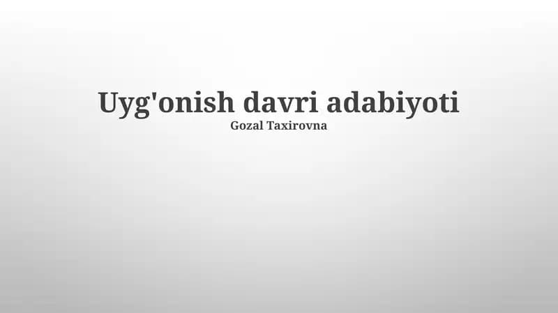 Uyg'onish davri adabiyoti