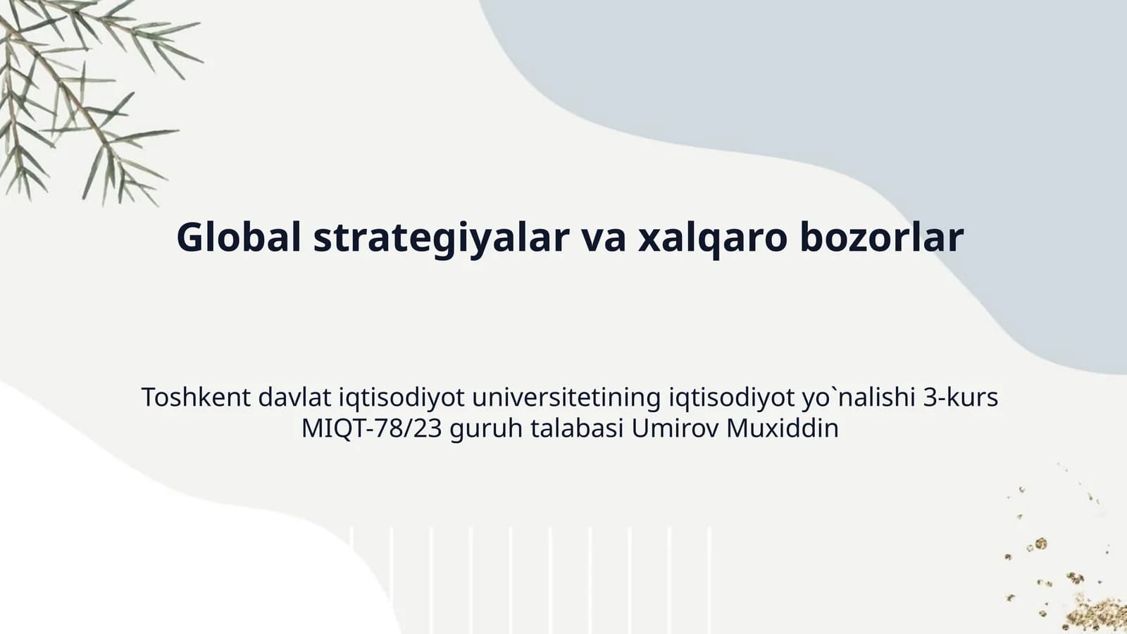 Global strategiyalar va xalqaro bozorlar