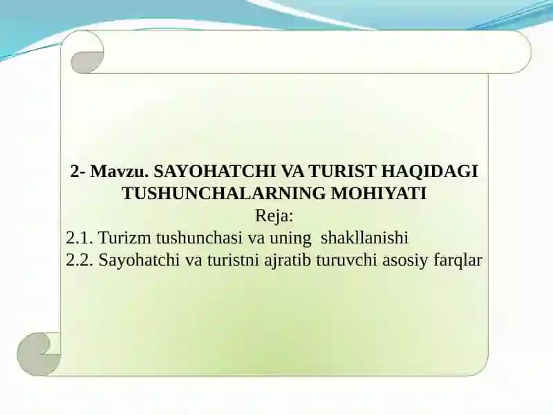 Turizm tushunchasi va uning shakllanişi