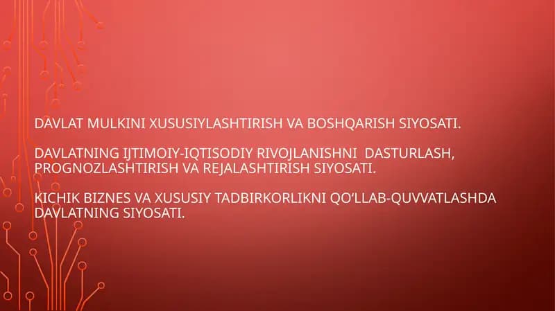 Davlat mulkini xususiylashtirish va boshqarish siyosati