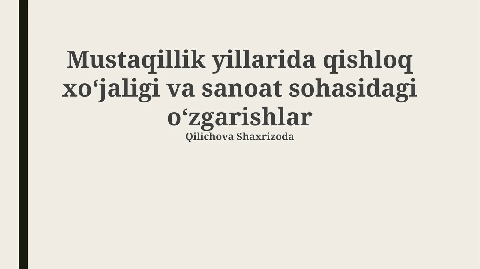Mustaqillik yillarida qishloq xo'jaligidagi o'zgarishlar