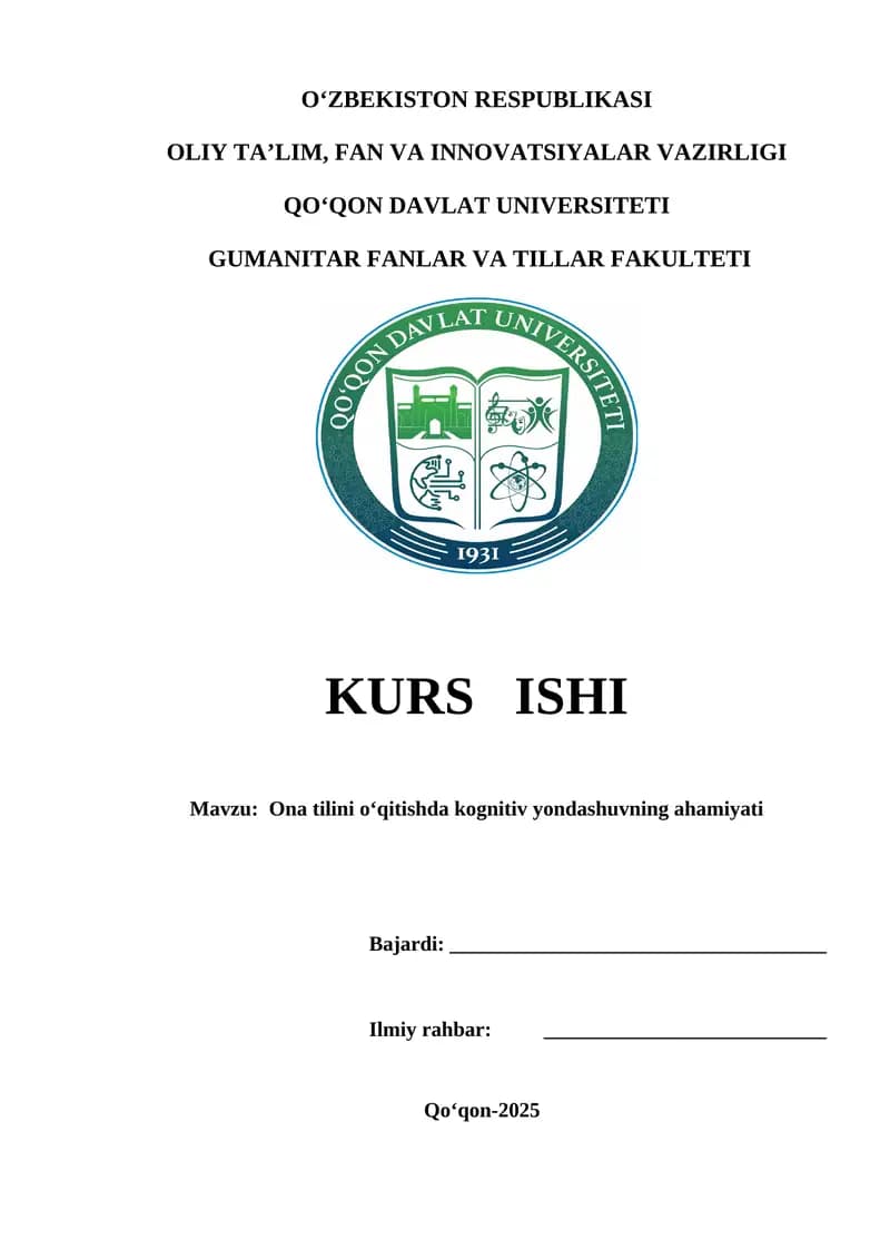 Ona tilini o‘qitishda kognitiv yondashuvning ahamiyati