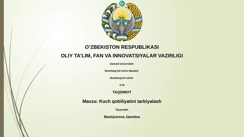 Kuch qobiliyatini tarbiyalash