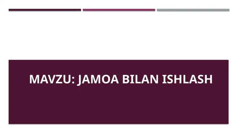 Jamoa bilan ishlash