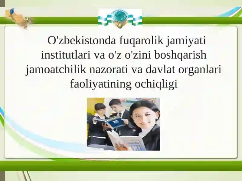 Fuqarolik jamiyati institutlari va o'z o'zini boshqarish