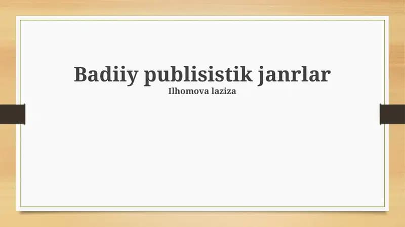 Badiiy publisistik janrlar
