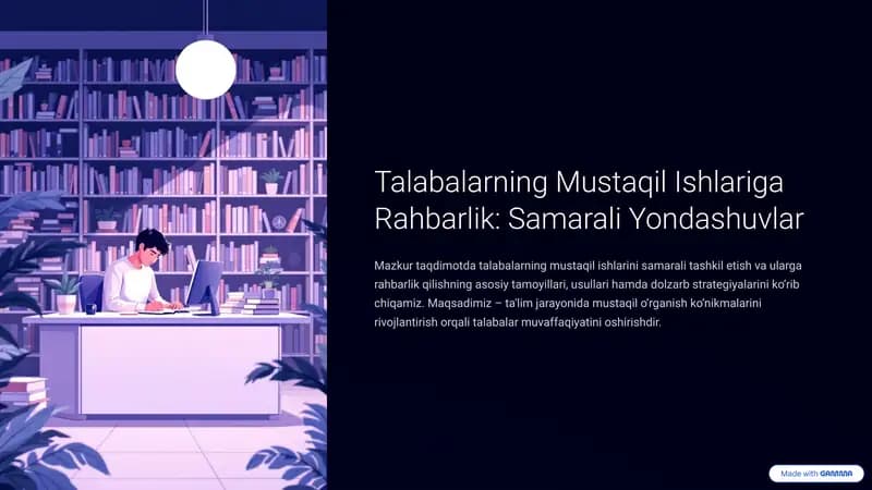 Mustaqil Ishlariga Rahbarlik: Samarali Yondashuvlar