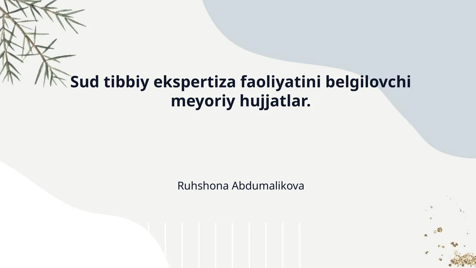 Sud tibbiy ekspertiza faoliyatini belgilovchi meyoriy hujjatlar.