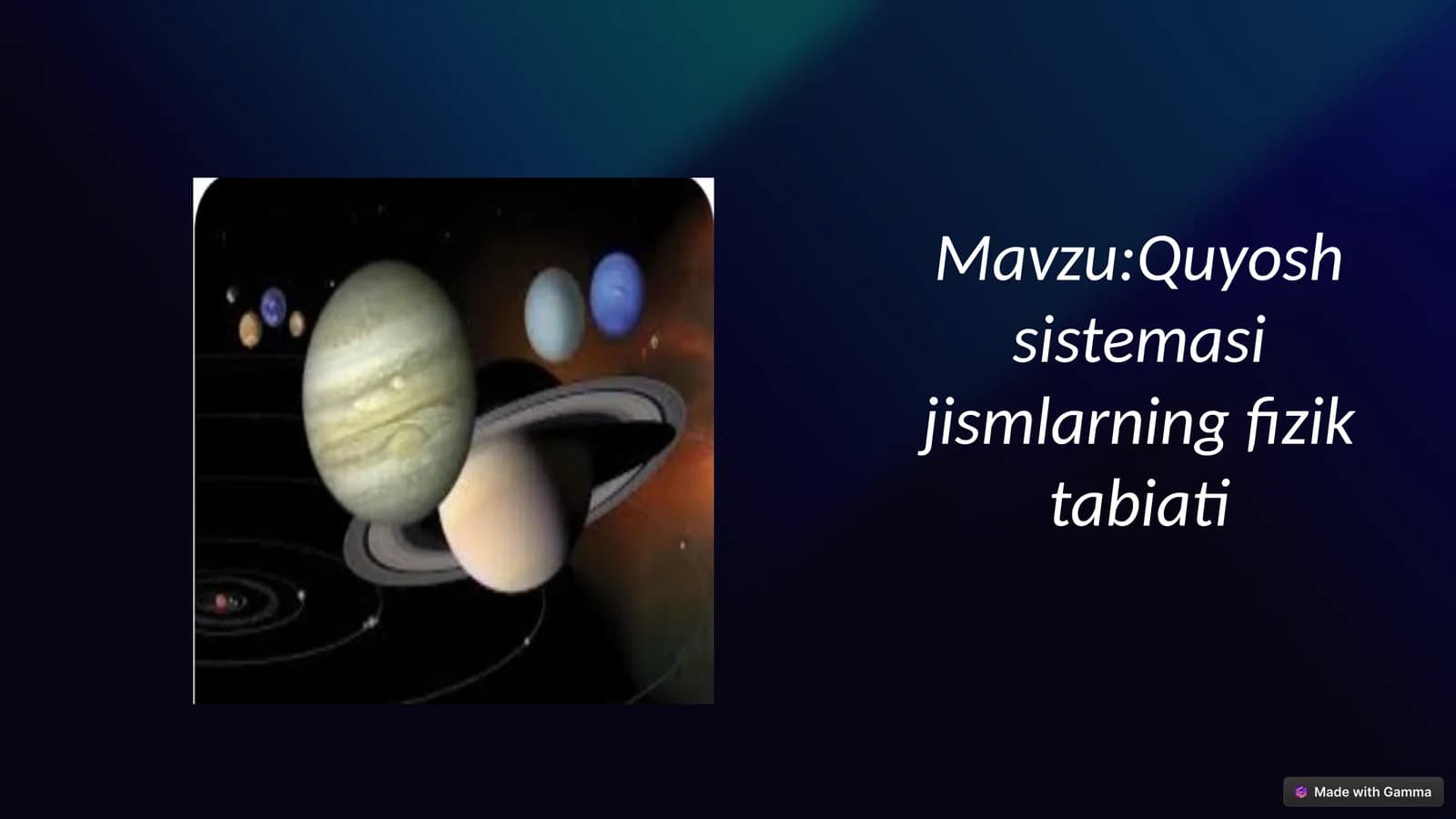 Quyoshsistemasi jismlarning fizik tabiati