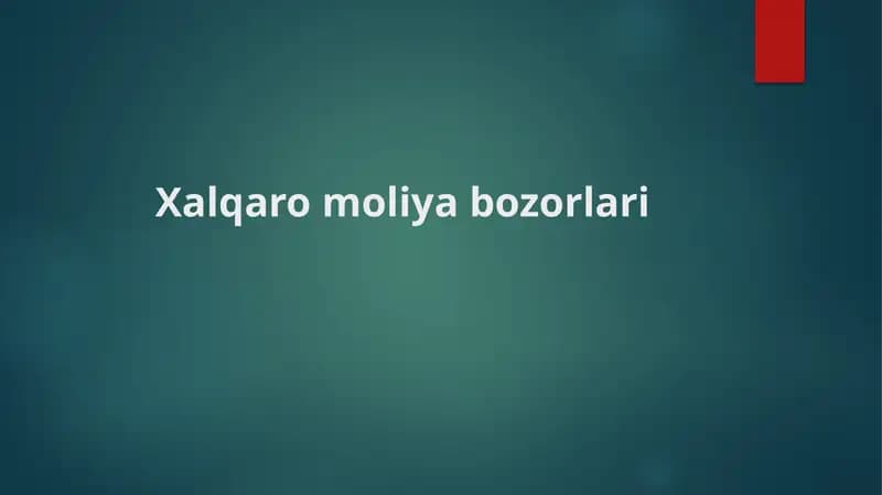 Xalqaro moliya bozorlari