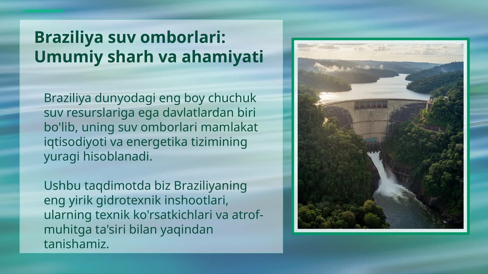Braziliya suv omborlari: Umumiy sharh va ahamiyati