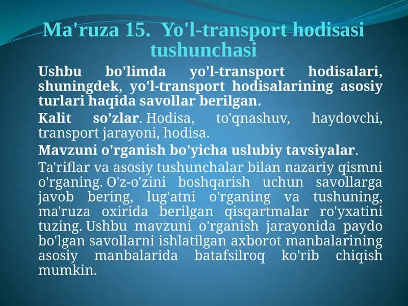Yo'l-transport hodisasi