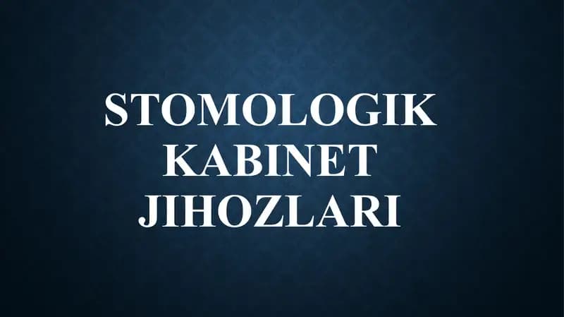Stomatologik kabinet jihozlari