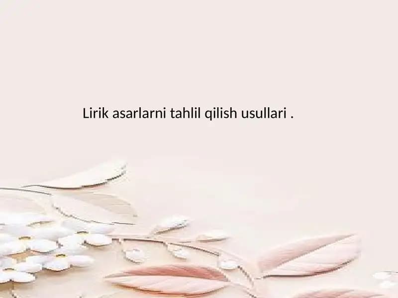 Lirikasarlarni tahlil qilish usullari