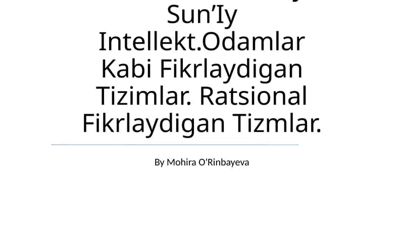 SunʼIy Intellekt Tizimlari