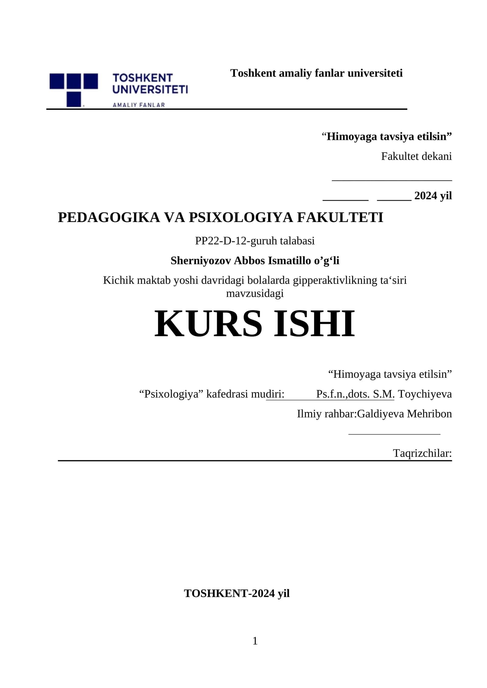 “Himoyaga tavsiya etilsin”