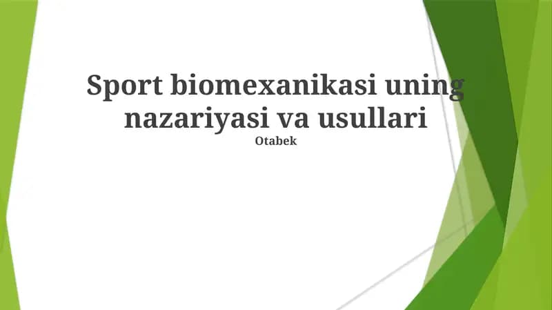 Sport biomexanikasi uning nazariyasi va usullari
