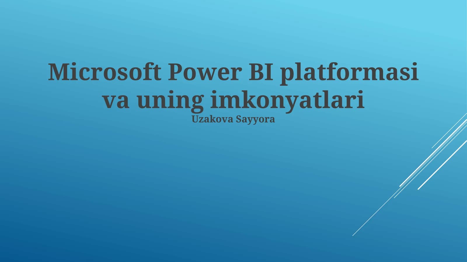 Microsoft Power BI platformasi va uning imkonyatlari