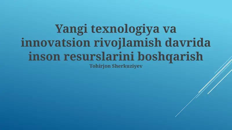 Raqamli Transformatsiya va Inson Resurslari Strategiyasi