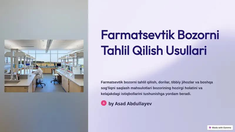 Farmatsevtik Bozorni Tahlil Qilish Usullari