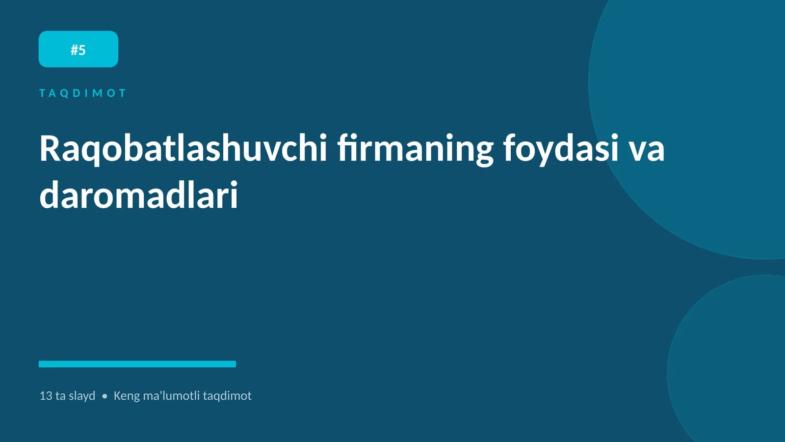 Raqobatlashuvchi firmaning foydasi va daromadlari
