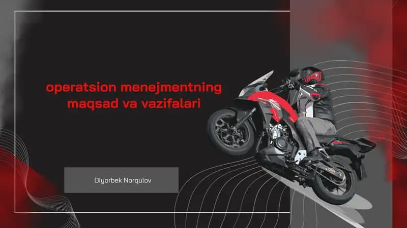 Operatsion menejmentning maqsad va vazifalari
