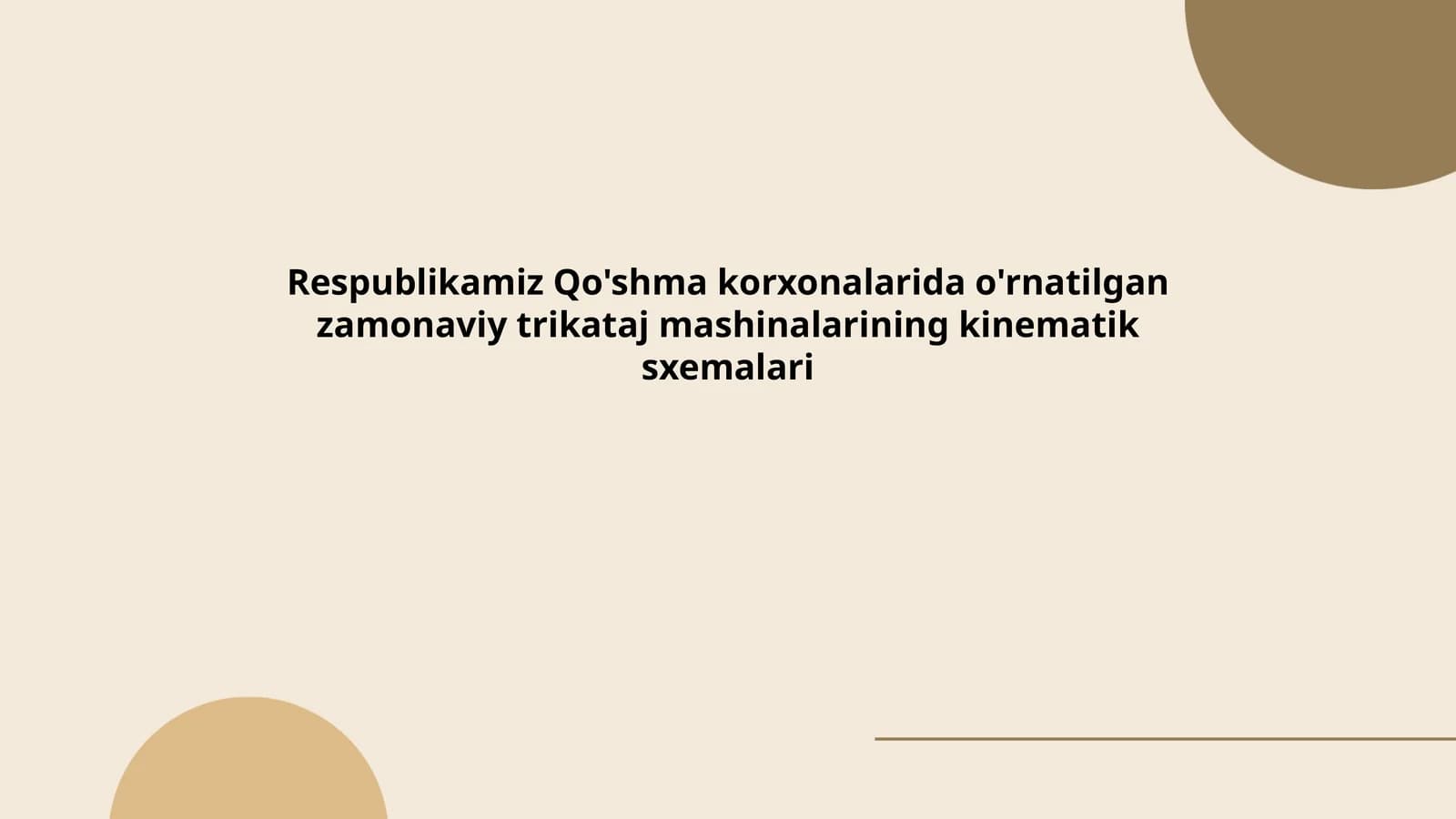Zamonaviy trikataj mashinalarining kinematik sxemalari