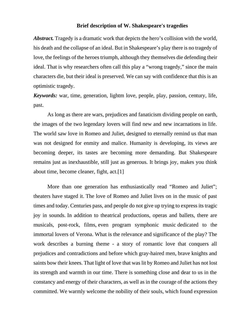 W. Shakespeare's Tragedies