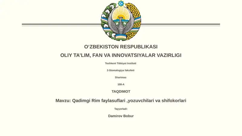Qadimgi Rim faylasuflari,yozuvchilari va shifokorlari