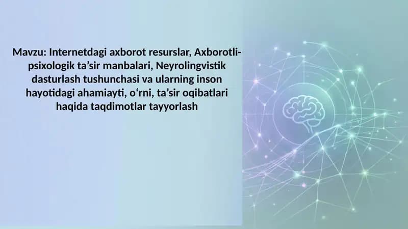 Internetdagi axborot resurslar, Axborotli-psixologik ta’sir manbalari, Neyrolingvistik dasturlash