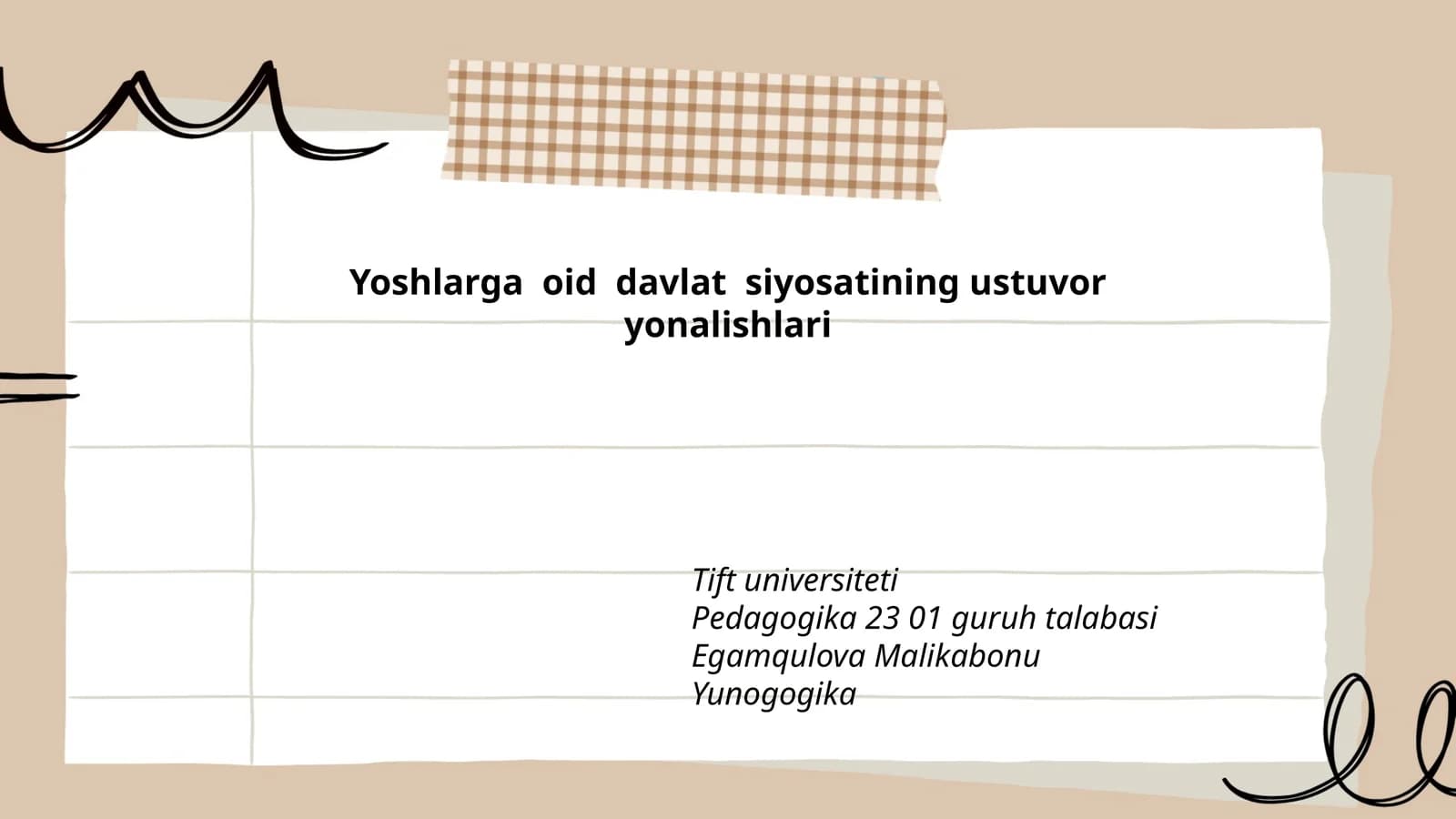 Yoshlarga oid davlat siyosatining ustuvor yonalishlari