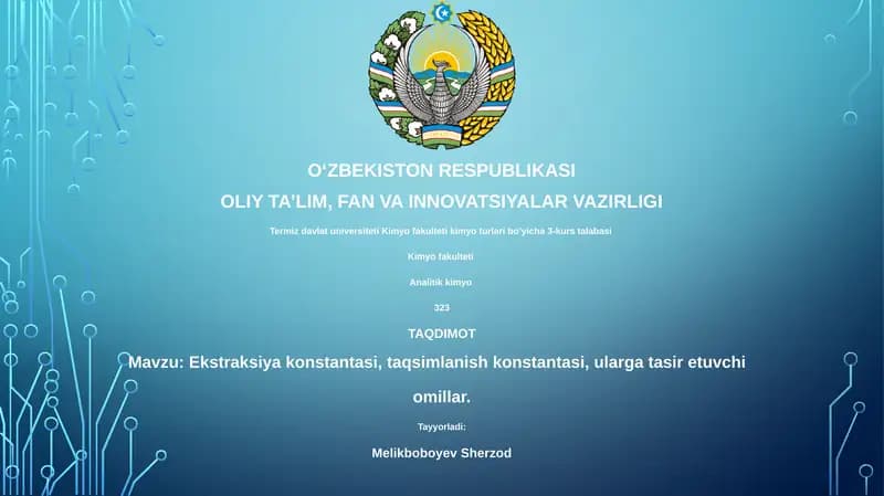 Ekstraksiya va Partitsiya Koeffitsientlari Asoslari
