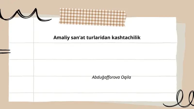 Kashtachilikning tarixi va rivojlanishi