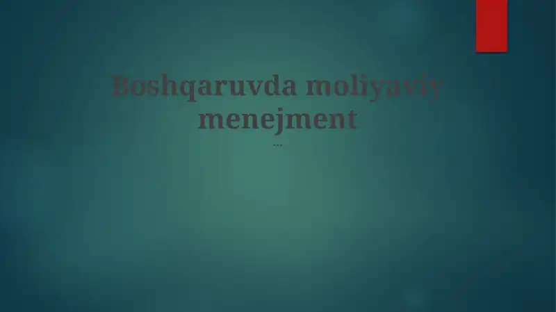 Moliyaviy boshqaruv