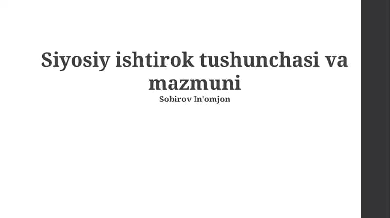 Siyosiy ishtirok tushunchasi va mazmuni