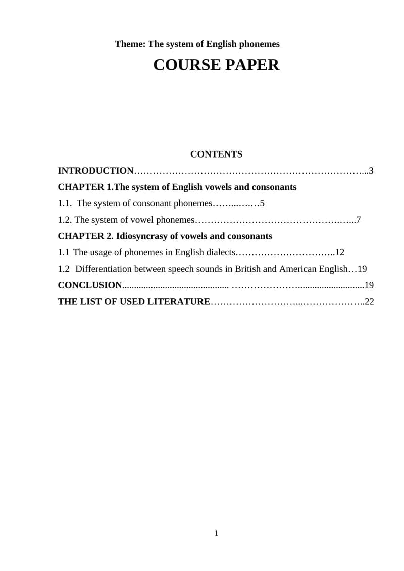 The system of English phonemes