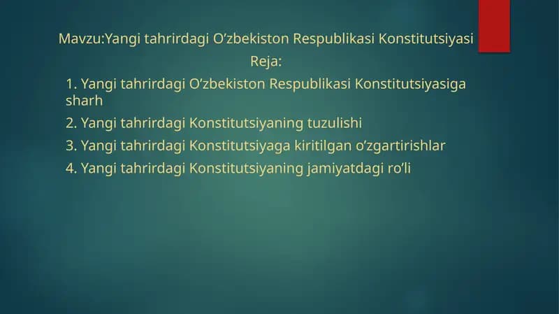 Yangi tahrirdagi Konstitutsiya bo'yicha taqdimot