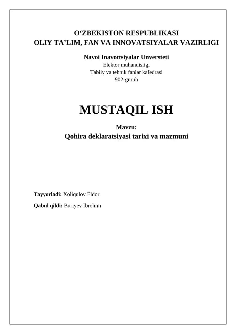 Qohira deklaratsiyasi