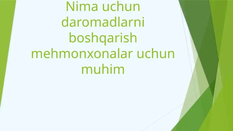 Nima uchun daromadlarni boshqarish mehmonxonalar uchun muhim