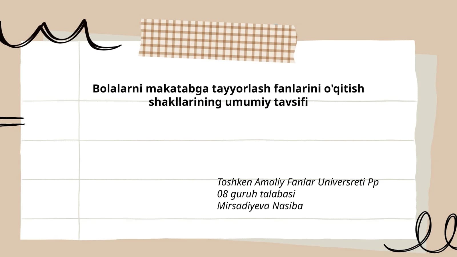 Bolalarni makatabga tayyorlash fanlarini o'qitish shakllarining umumiy tavsifi