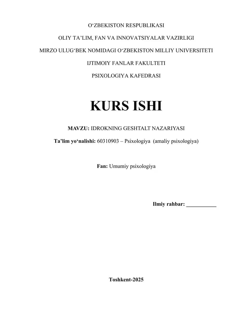 IDROKNING GESHTALT NAZARIYASI