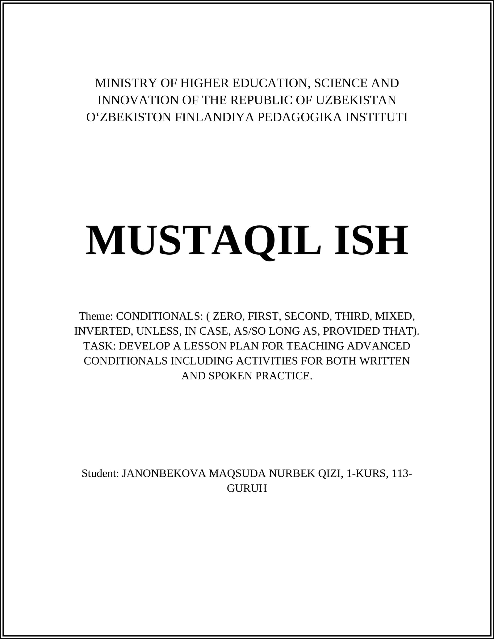 MUSTAQIL ISH