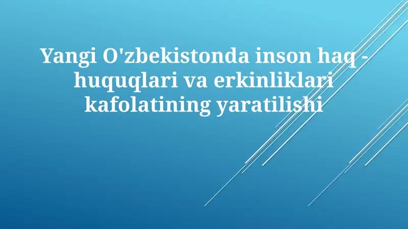 Yangi O'zbekiston dainson-haqq-huquqlari va erkinliklari kafolatining yaratilishi